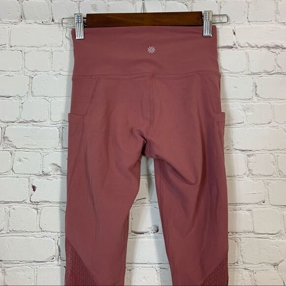Athleta Salutation Pocket Tight Legging XXS Side Pockets Mesh Mauve - Picture 8 of 16